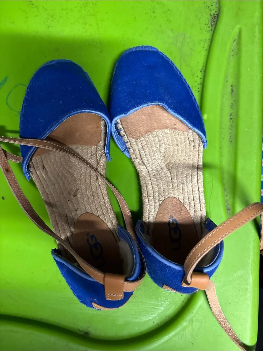 UGG Women's Royal Blue Suede Espadrille Flats with Ankle Tie